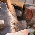 Rock fountain closeup landscape design, minneapolis